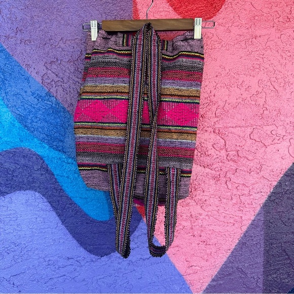 Mexican boho hippie drawstring backpack - Picture 3 of 9